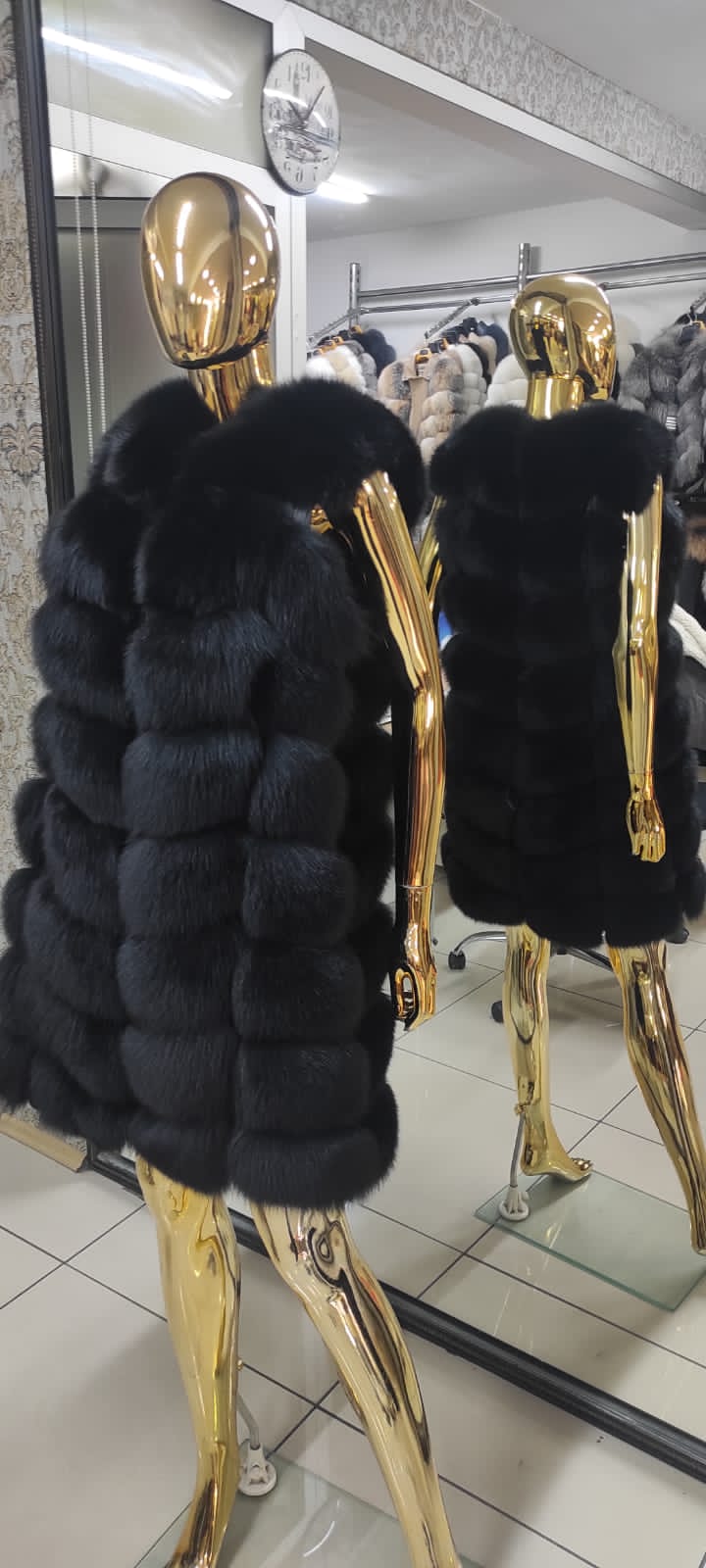 Fox Fur Genuine Leather Vest in black