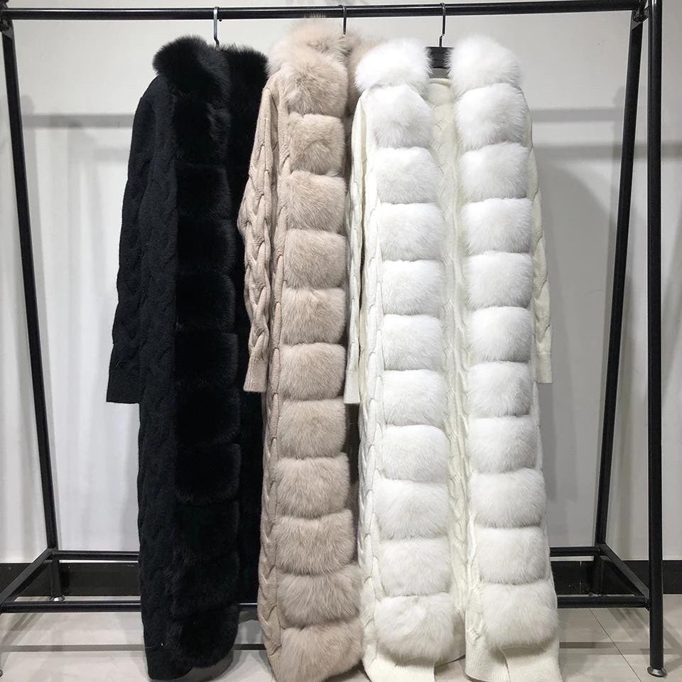 Fox Fur Cashmere/Knit Cardigan in white