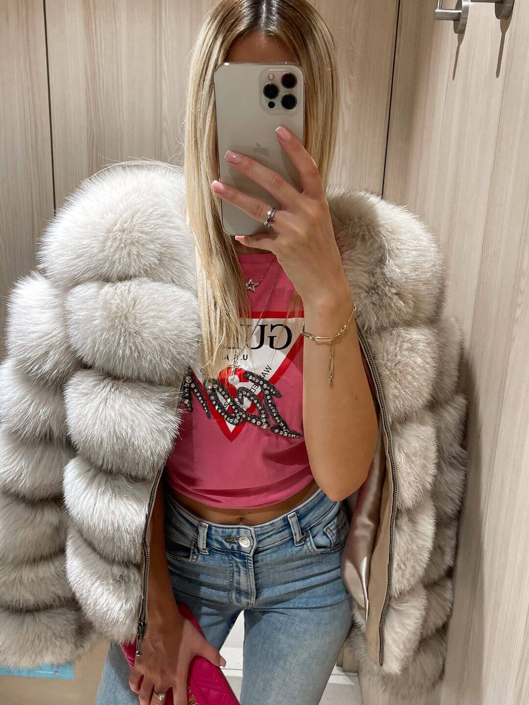 Divine Fox Fur Genuine Leather Jacket