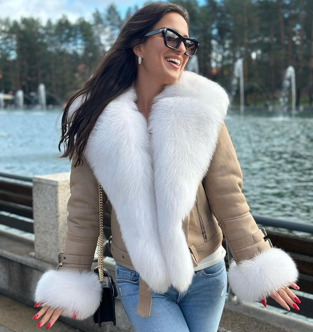 Tara Fox Fur Genuine Leather Jacket