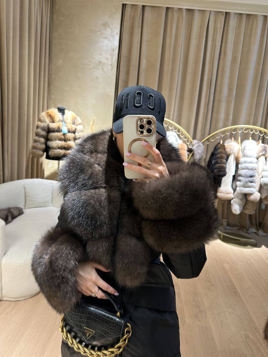 Icon Black Parka Fox Fur Jacket
