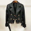Double Breasted Faux Leather Jacket