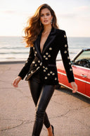 Crystal Embellished Black Velvet Blazer