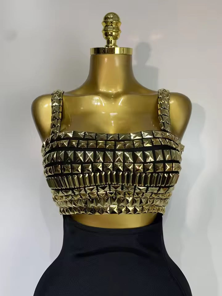 Studded Bandage Midi Dress