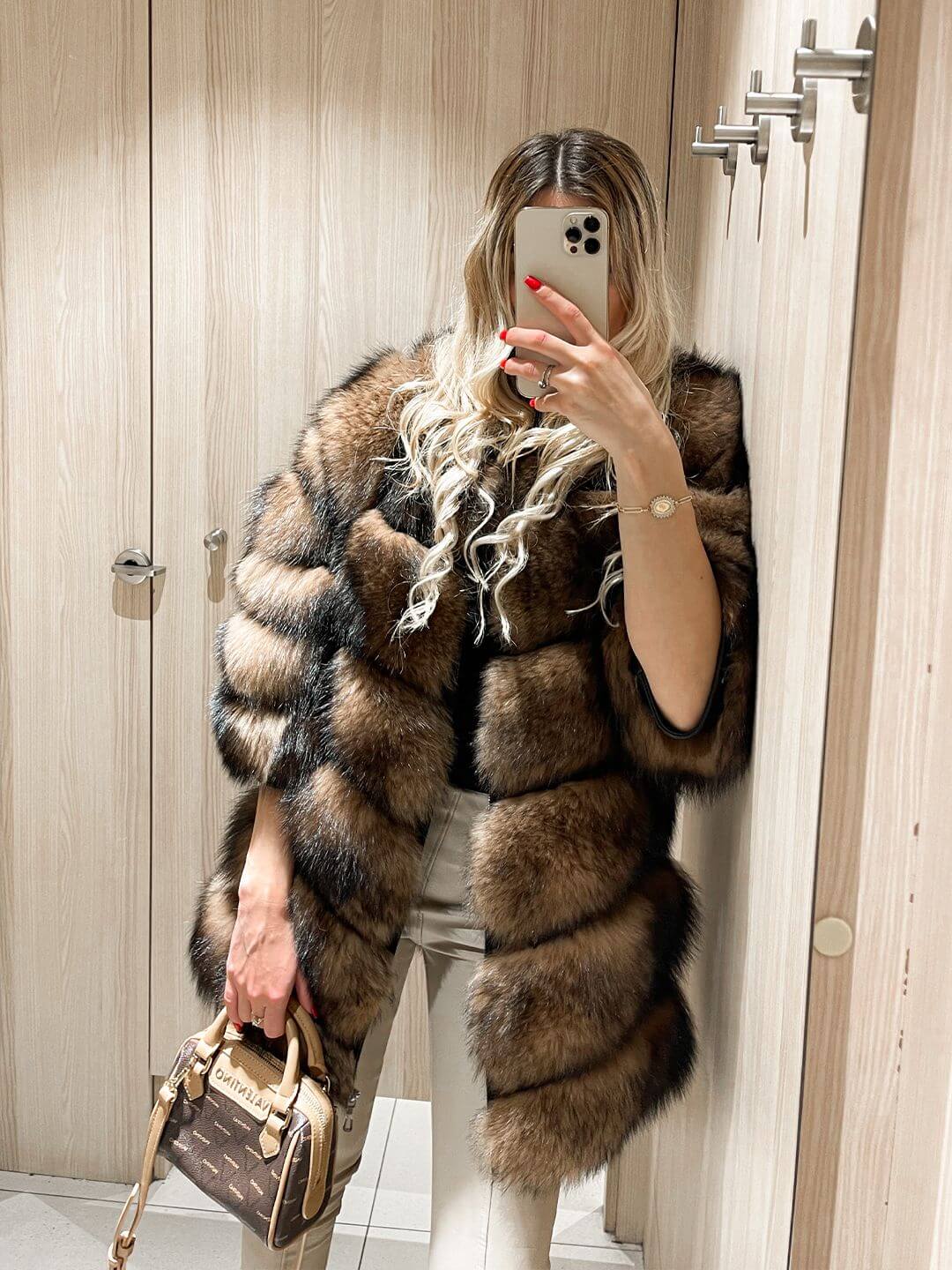 Luminous Fox Fur Genuine Leather Jacket