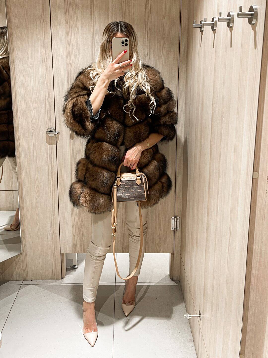 Luminous Fox Fur Genuine Leather Jacket