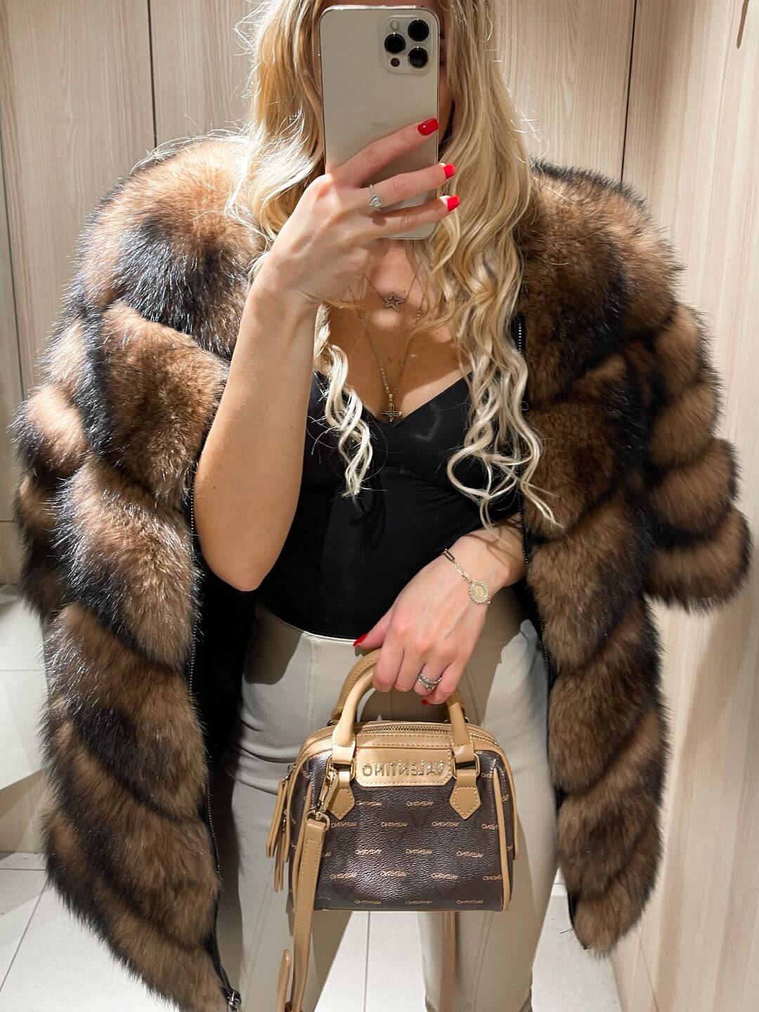 Luminous Fox Fur Genuine Leather Jacket