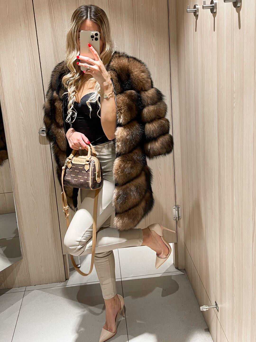 Luminous Fox Fur Genuine Leather Jacket