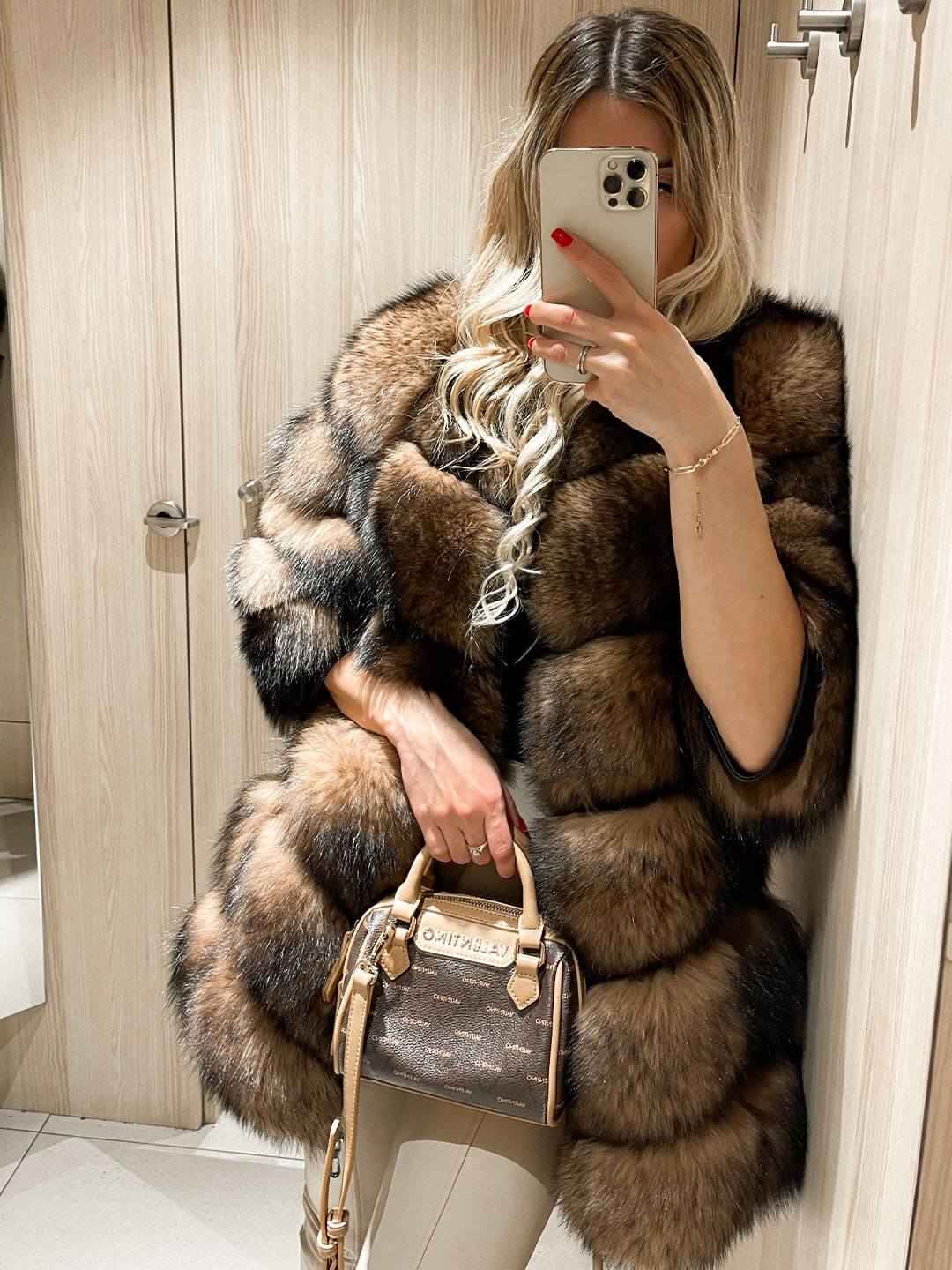 Luminous Fox Fur Genuine Leather Jacket