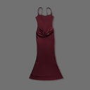 Burgundy Corset Satin Maxi Dress