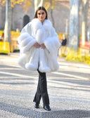 Fox Fur Cashmere Poncho in white