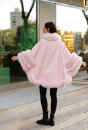 PONCHO IN CASHMERE IN PELLICCIA DI VOLPE ROSA