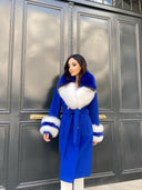 CAPPOTTO IN CASHMERE IN PELLICCIA DI VOLPE BLU REALE