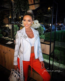 GIACCA BIKER IN VERA PELLE DI COLORE BIANCO