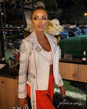 GIACCA BIKER IN VERA PELLE DI COLORE BIANCO