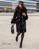 CAPPOTTO IN ALCANTARA IN PELLICCIA DI VOLPE NERA