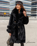 CAPPOTTO IN ALCANTARA IN PELLICCIA DI VOLPE NERA
