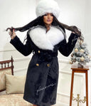 CAPPOTTO IN ALCANTARA IN PELLICCIA DI VOLPE NERA