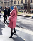Fox Fur Genuine Leather Coat in pink