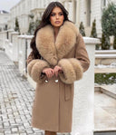 CAPPOTTO IN CASHMERE IN PELLICCIA DI VOLPE IN CAMMELLO