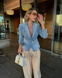 Double Breasted Denim Blazer