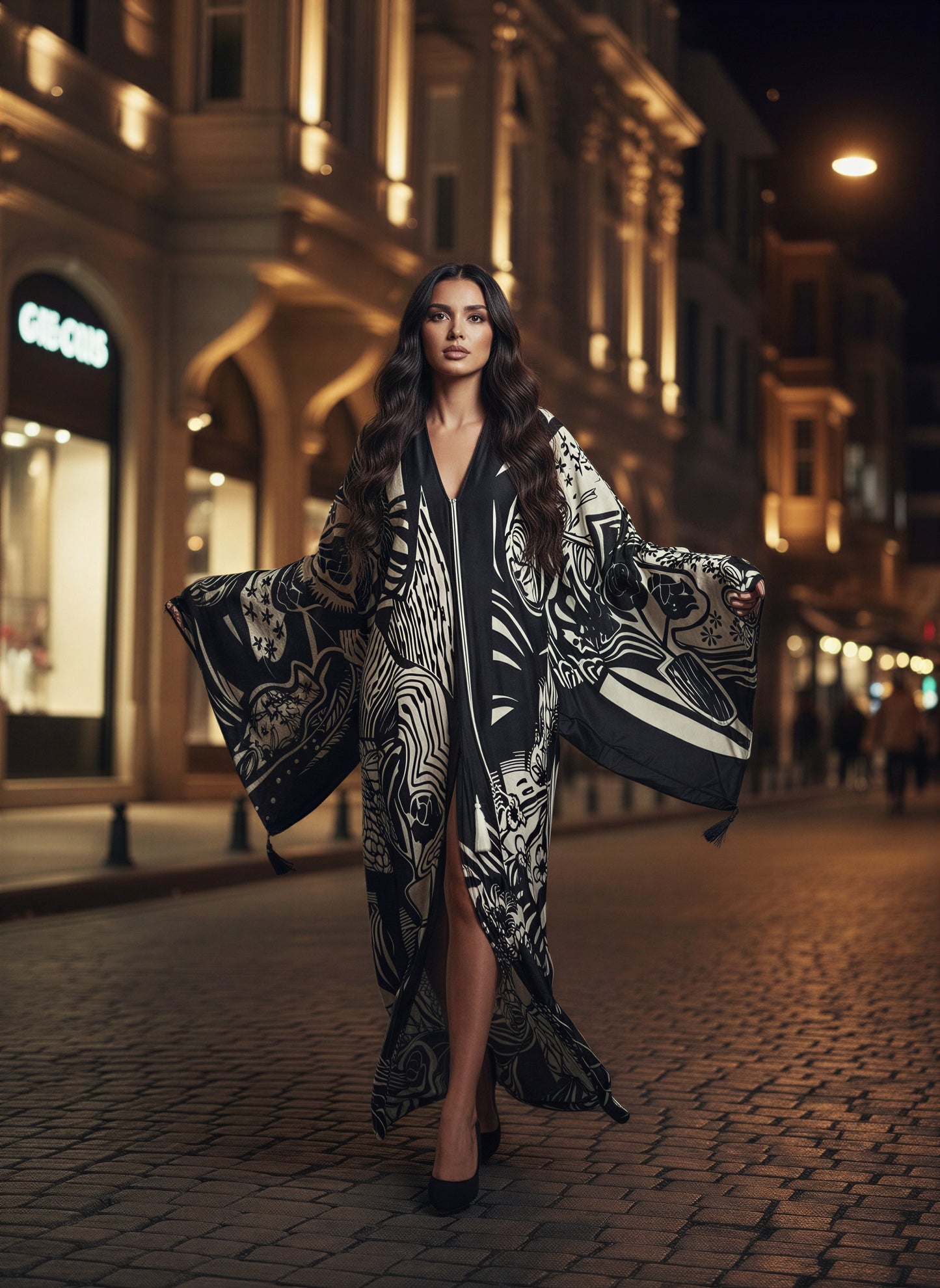 Reem Abstract Silk Abaya