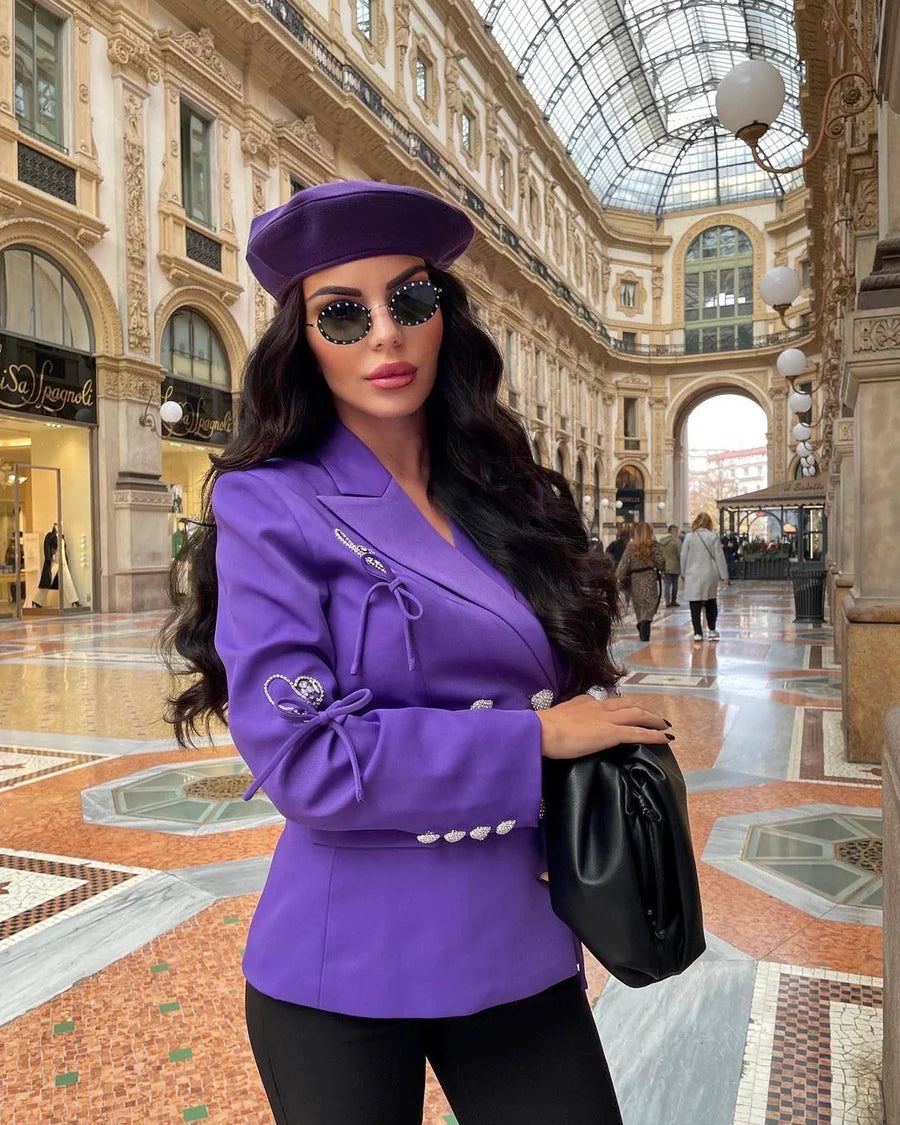 Double Breasted Blazer in Purple