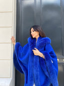 PONCHO IN CASHMERE IN PELLICCIA DI VOLPE BLU REALE