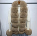 CARDIGAN CORTO IN CASHMERE/MAGLIA DI VOLPE IN BIANCO/CAMMELLO
