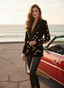 Crystal Embellished Black Velvet Blazer