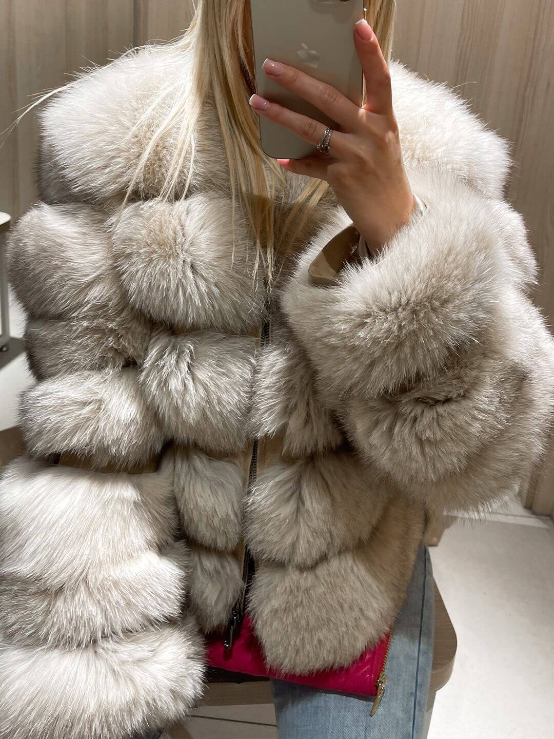 Divine Fox Fur Genuine Leather Jacket