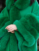 PONCHO IN CASHMERE IN PELLICCIA DI VOLPE VERDE
