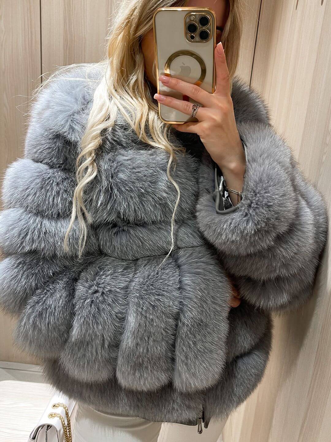 Emeralda Fox Fur Genuine Leather Jacket