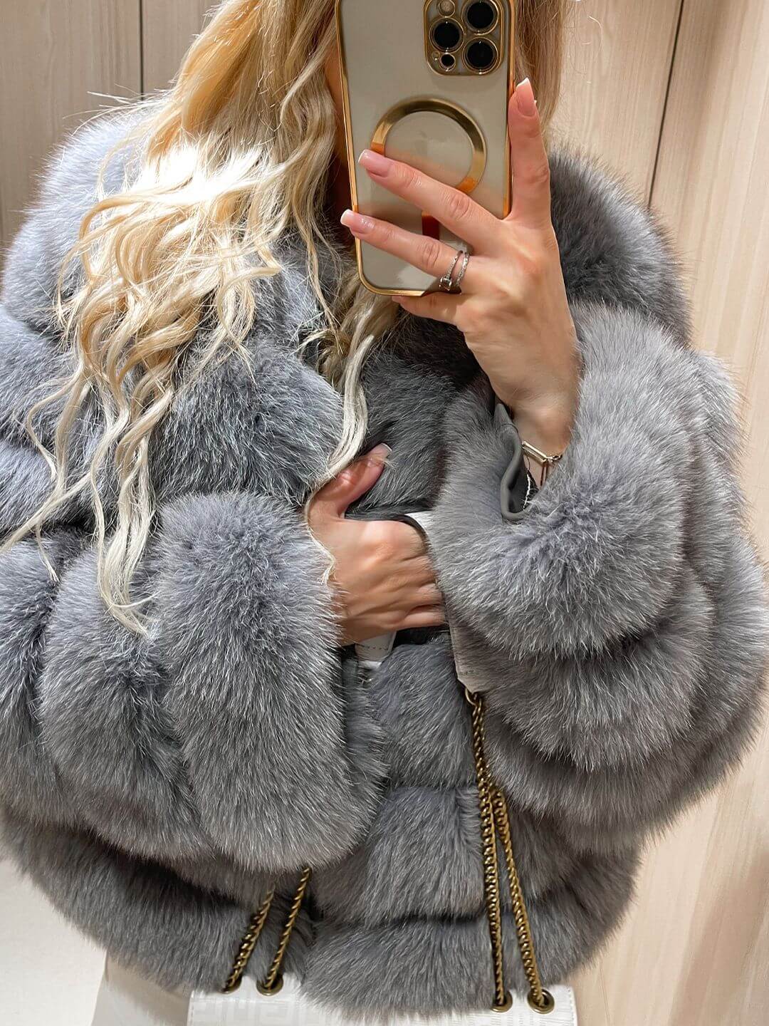Emeralda Fox Fur Genuine Leather Jacket