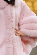 PONCHO IN CASHMERE IN PELLICCIA DI VOLPE ROSA