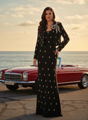 Embellished Maxi Dress with Cropped Jacket