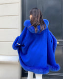 PONCHO IN CASHMERE IN PELLICCIA DI VOLPE BLU REALE
