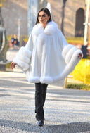 Fox Fur Cashmere Poncho in white