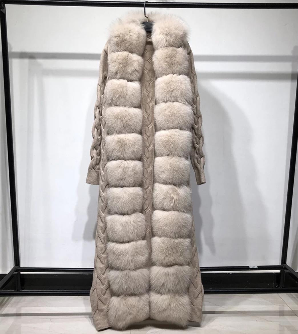 Fox Fur Cashmere/Knit Cardigan in beige