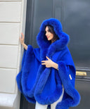 PONCHO IN CASHMERE IN PELLICCIA DI VOLPE BLU REALE