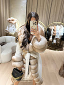 CAPPOTTO IN VERA PELLICCIA DI VOLPE CON ALCANTARA IN BIANCO