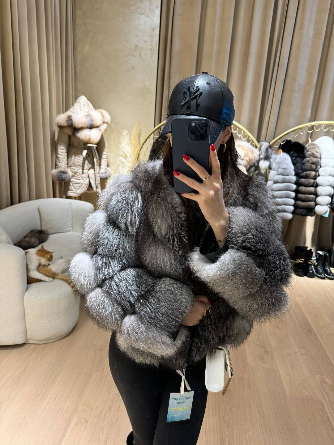 Joy Silver Fox Fur Genuine Leather Jacket
