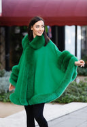 PONCHO IN CASHMERE IN PELLICCIA DI VOLPE VERDE
