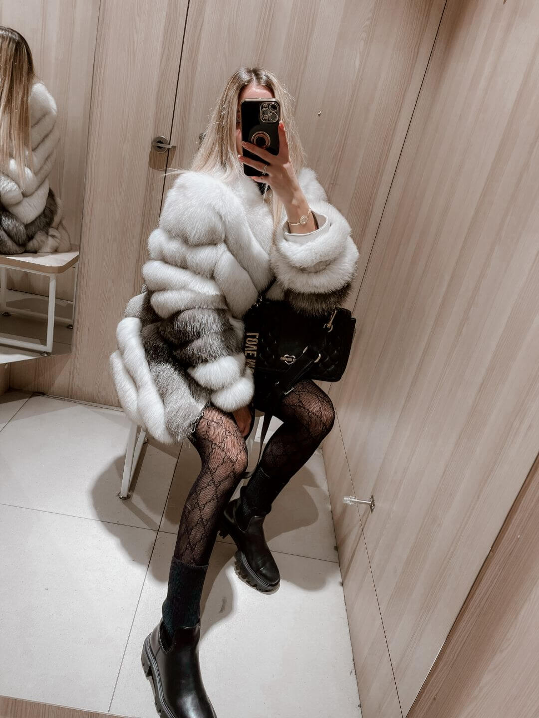 Charming White Fox Fur Jacket 