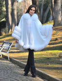 Fox Fur Cashmere Poncho in white