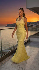 Lemon Belle Embellished Evening Gown