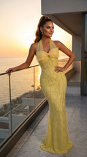 Lemon Belle Embellished Evening Gown