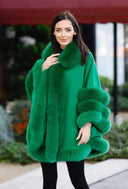 PONCHO IN CASHMERE IN PELLICCIA DI VOLPE VERDE