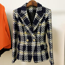 Double Breasted Navy Tweed Blazer