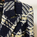 Double Breasted Navy Tweed Blazer